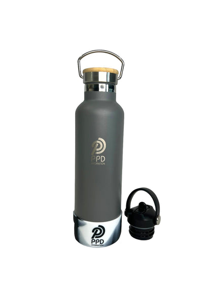 750ml 24oz grey stainless steel insulated water bottle