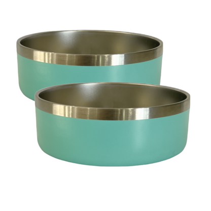 teal stainless steel insulated pet bowls