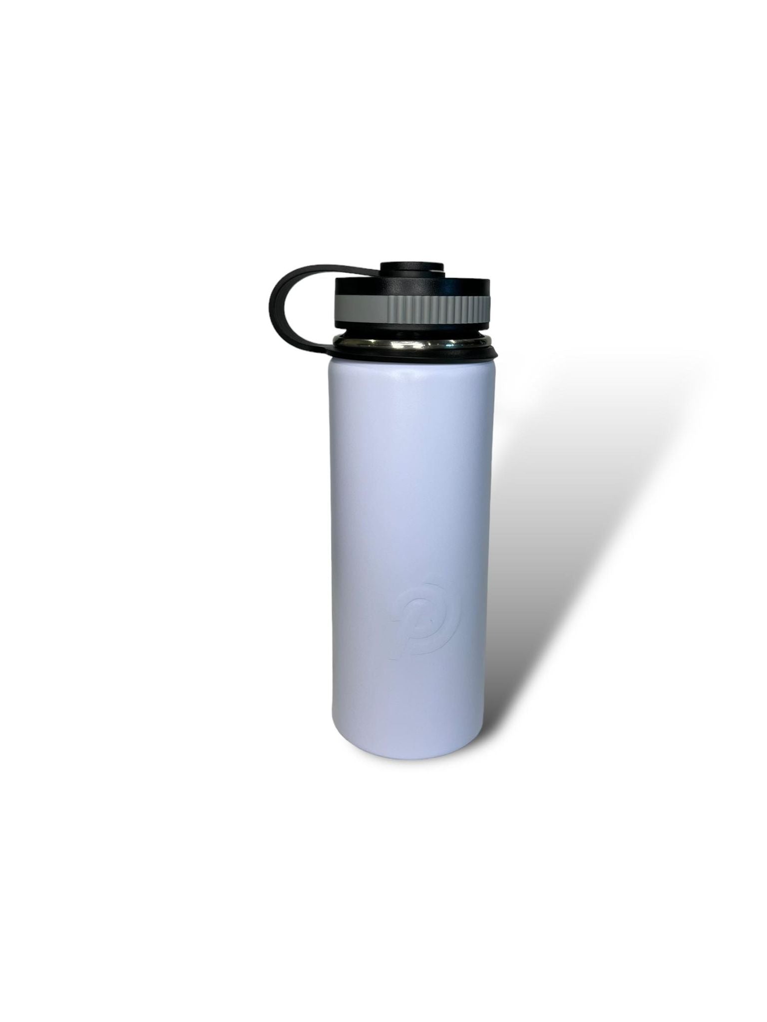 white 750ml 25oz stainless steel double insulated water bottle with sports lid custom engravable